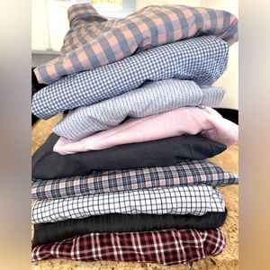 Bulk 9 button down dress shirts Large